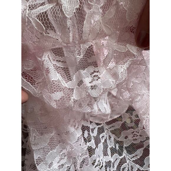 80s Pink Lace Off the Shoulder Floral Maxi Dress Size Small by Witch and Wolf - Picture 8 of 14